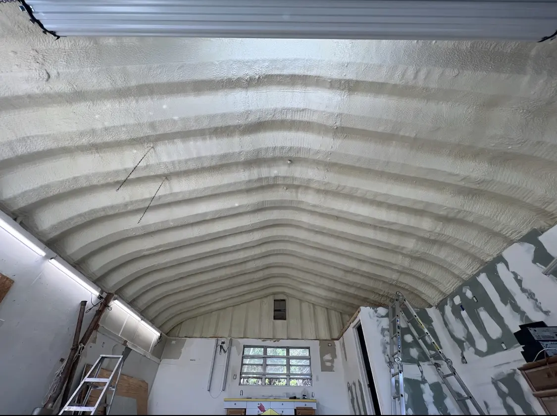 Spray polyurethane foam applied to the underside of a metal roof deck in Cottonwood